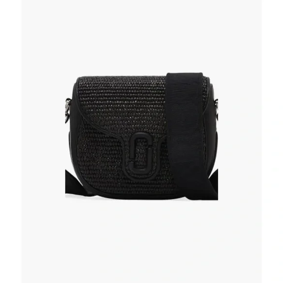 Marc Jacobs Black Raffia Crossbody Saddle Bag NWT - Picture 1 of 13